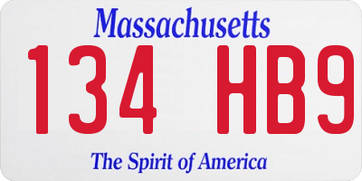 MA license plate 134HB9