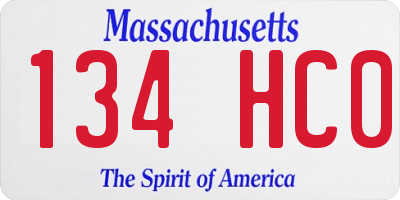 MA license plate 134HC0