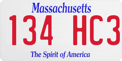 MA license plate 134HC3