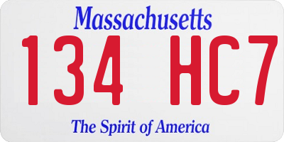 MA license plate 134HC7