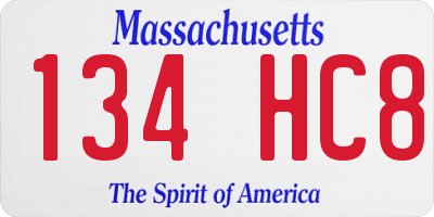 MA license plate 134HC8
