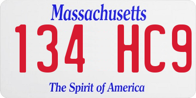 MA license plate 134HC9