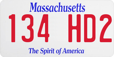 MA license plate 134HD2