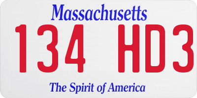 MA license plate 134HD3