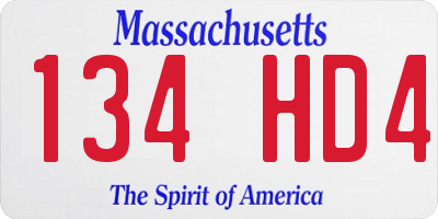MA license plate 134HD4