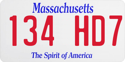 MA license plate 134HD7