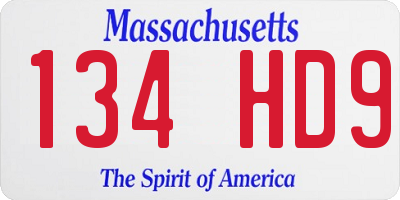 MA license plate 134HD9