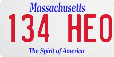 MA license plate 134HE0