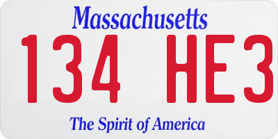 MA license plate 134HE3