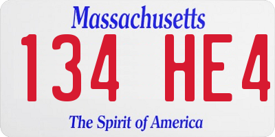 MA license plate 134HE4