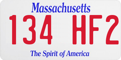 MA license plate 134HF2