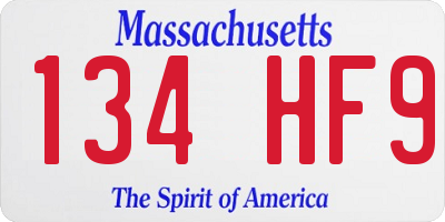 MA license plate 134HF9