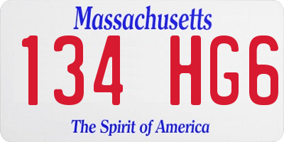 MA license plate 134HG6