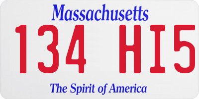 MA license plate 134HI5