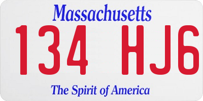 MA license plate 134HJ6