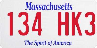 MA license plate 134HK3