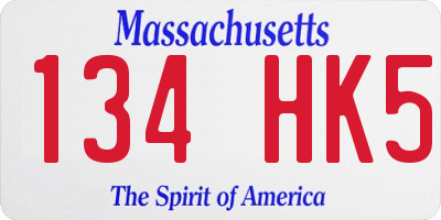 MA license plate 134HK5