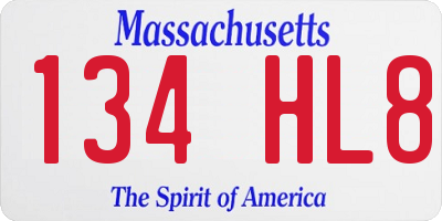 MA license plate 134HL8