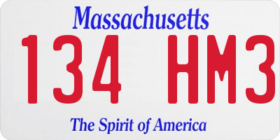 MA license plate 134HM3