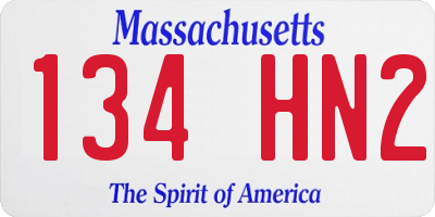 MA license plate 134HN2