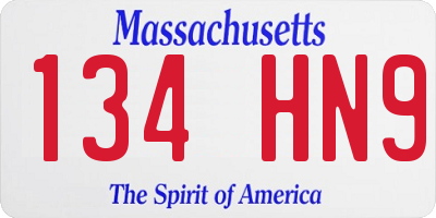 MA license plate 134HN9