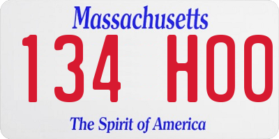MA license plate 134HO0