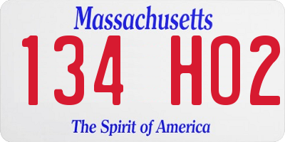 MA license plate 134HO2