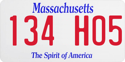 MA license plate 134HO5