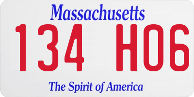 MA license plate 134HO6