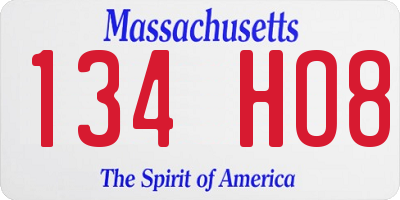 MA license plate 134HO8