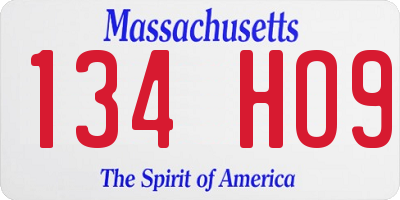 MA license plate 134HO9