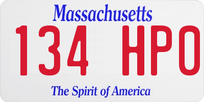MA license plate 134HP0