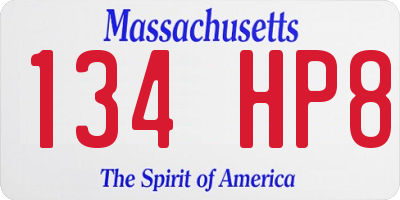 MA license plate 134HP8