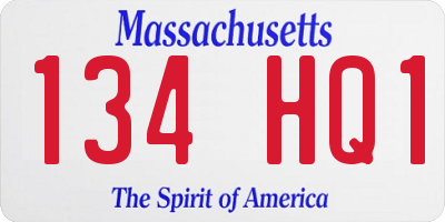 MA license plate 134HQ1