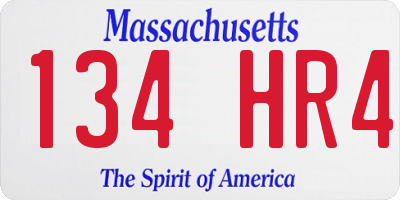 MA license plate 134HR4