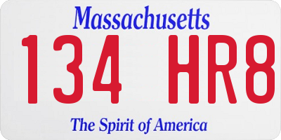MA license plate 134HR8