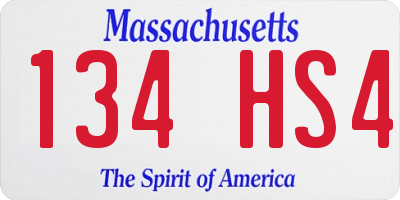 MA license plate 134HS4