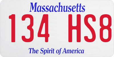 MA license plate 134HS8