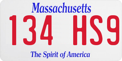 MA license plate 134HS9