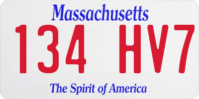 MA license plate 134HV7