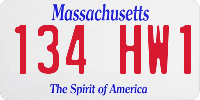 MA license plate 134HW1