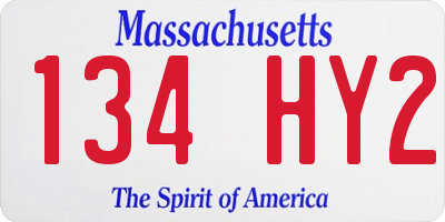 MA license plate 134HY2