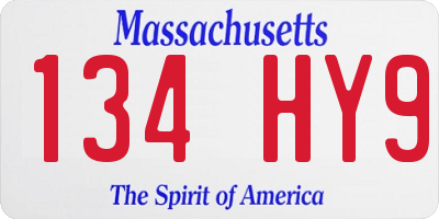 MA license plate 134HY9