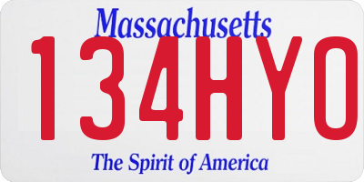 MA license plate 134HYO