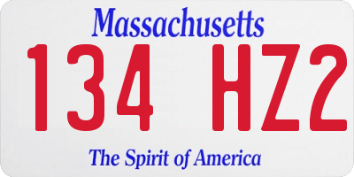 MA license plate 134HZ2