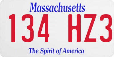 MA license plate 134HZ3