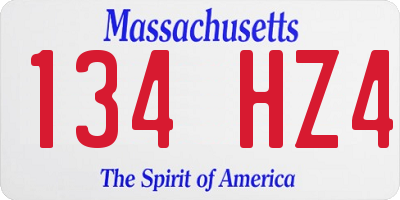 MA license plate 134HZ4
