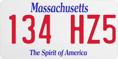 MA license plate 134HZ5