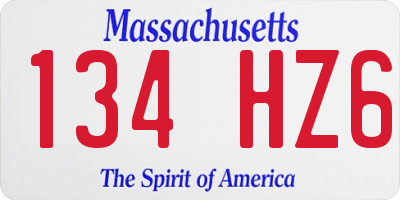 MA license plate 134HZ6