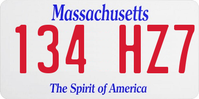 MA license plate 134HZ7